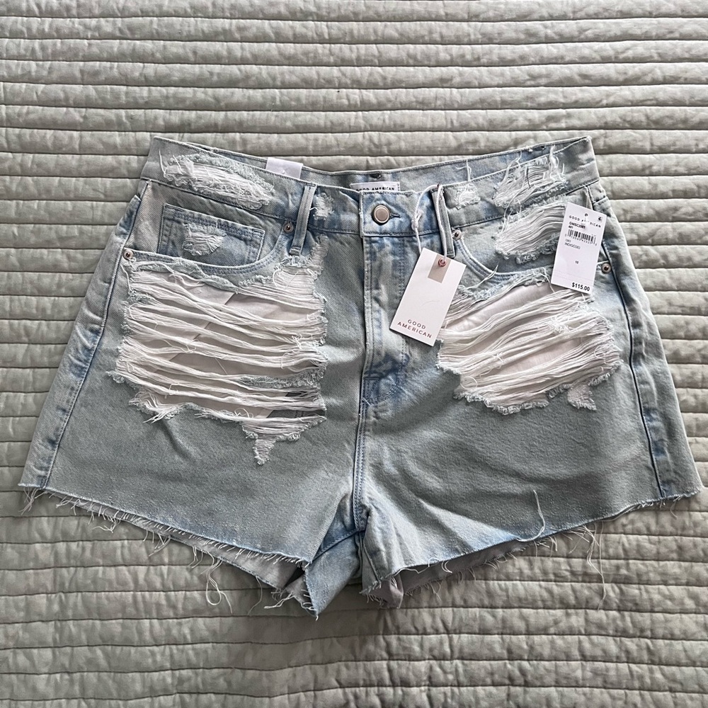 Good American 90s Shredded Denim Shorts